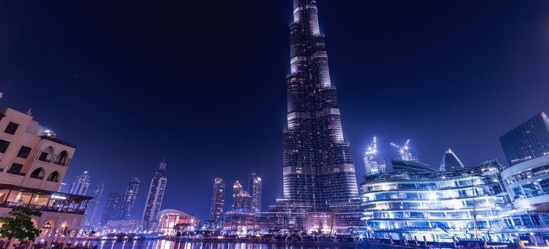Burj Khalifa at night.