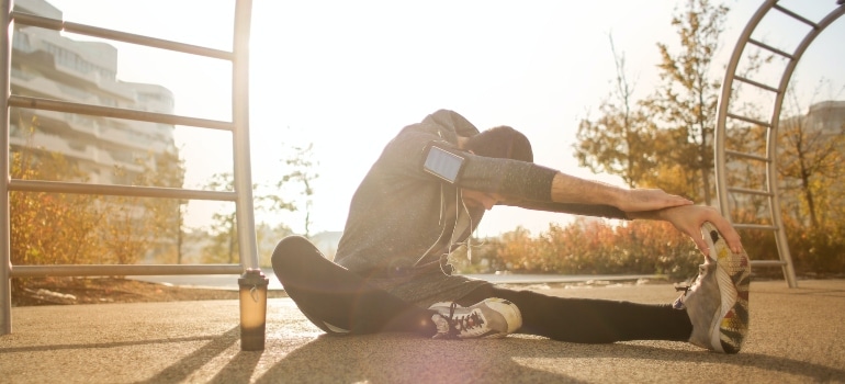 A man stretching out before running