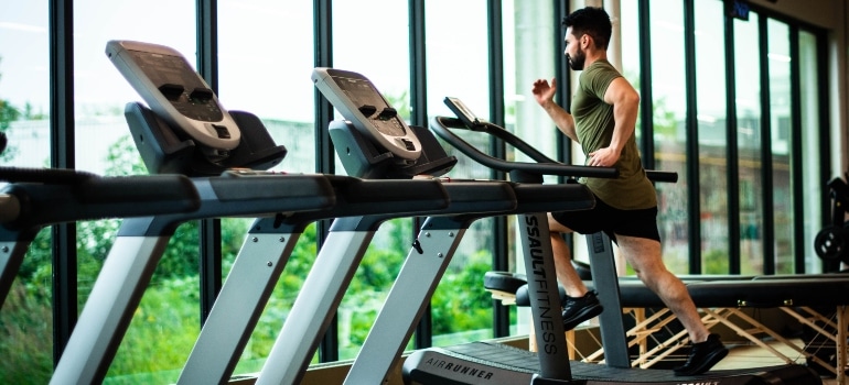 A man running on a treadmill