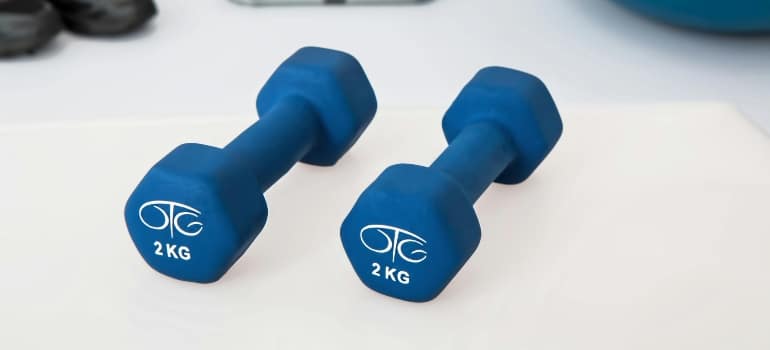 Blue dumbbells