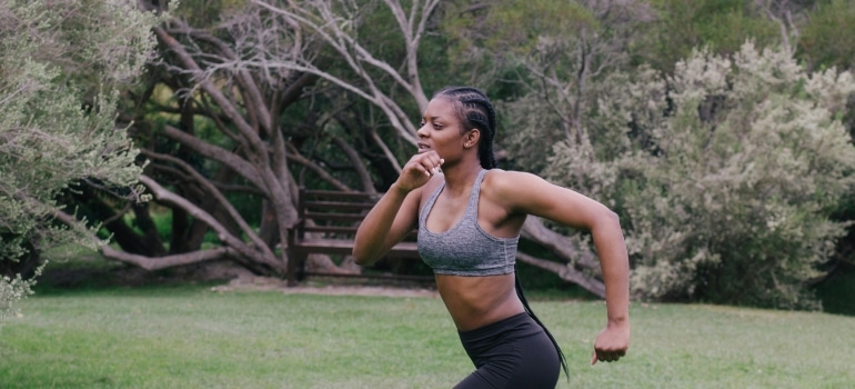 A woman jogging 