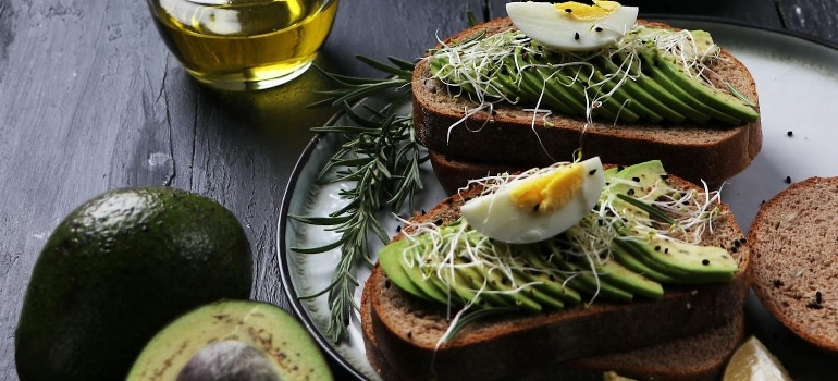 Bread with avocado and eggs- good way to start your day with more protein at breakfast.