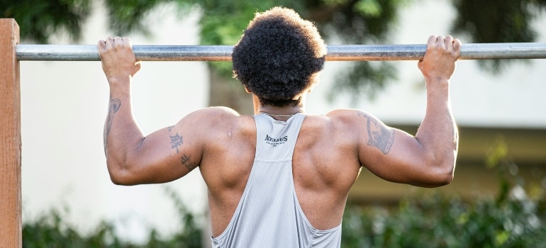 a person doing pullups