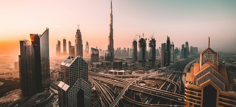 a sunrise in Dubai