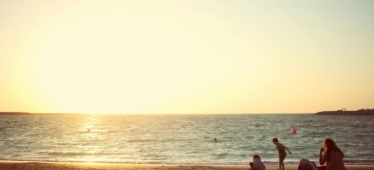 Family at LaMer beach, Dubai.