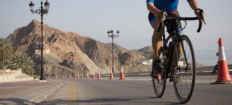 A man biking