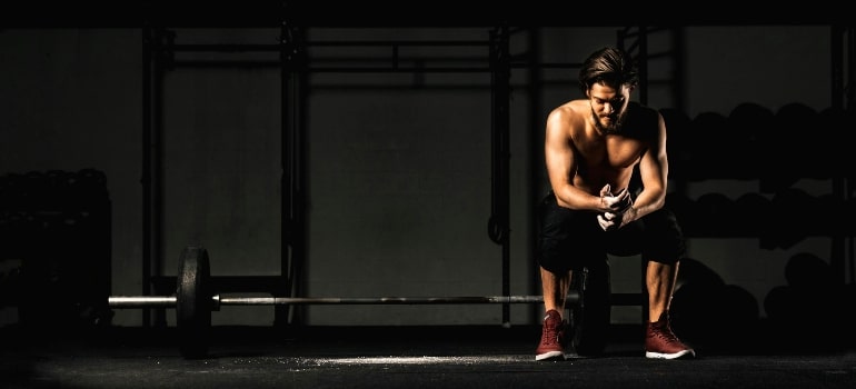 A man cooling down after a work out.