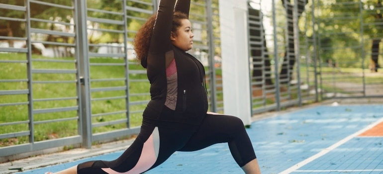 A girl exercising