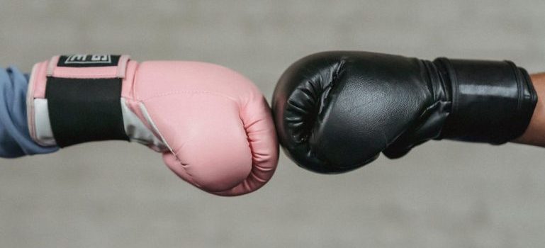 pink and black boxing glove