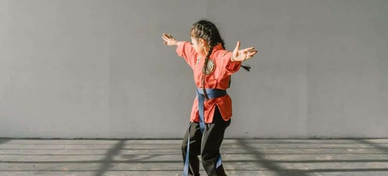 A girl practicing karate