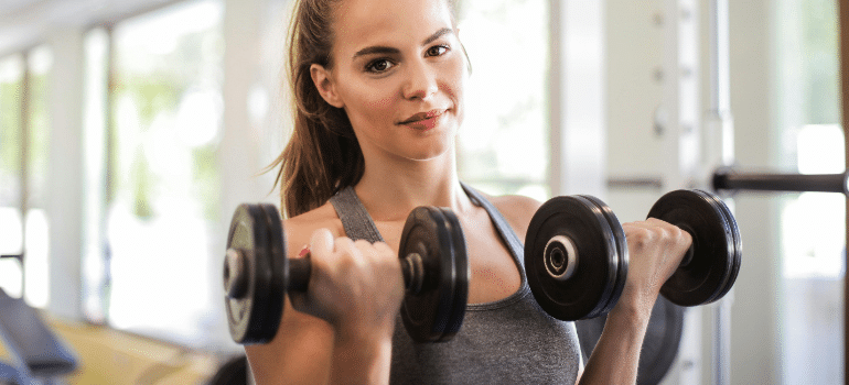 A woman working out