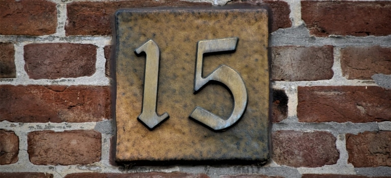 Number 15 on a wall