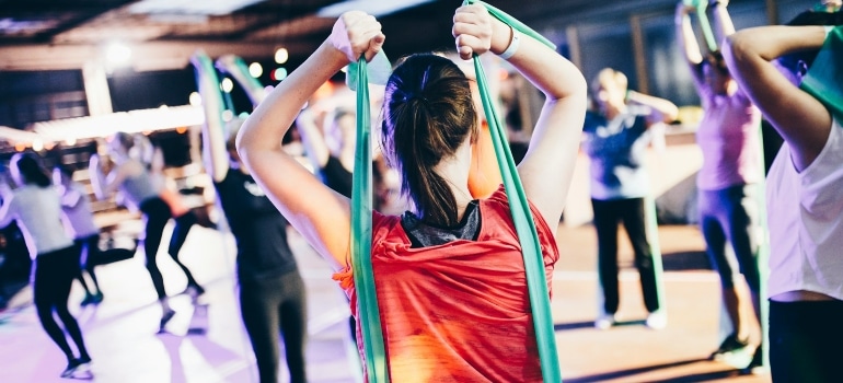 People taking part in a fitness event