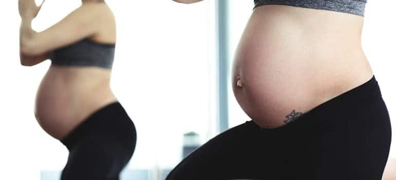 A pregnant woman working out