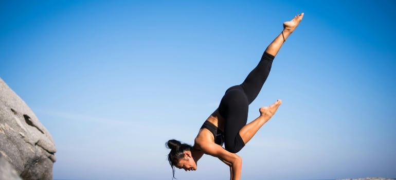 a girl doing exercises outside
