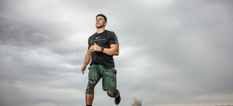 a man running outside