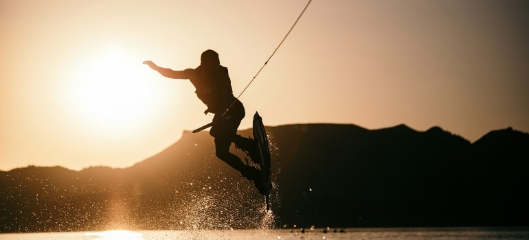 Person enjoying wakeboarding Dubai has to offer 