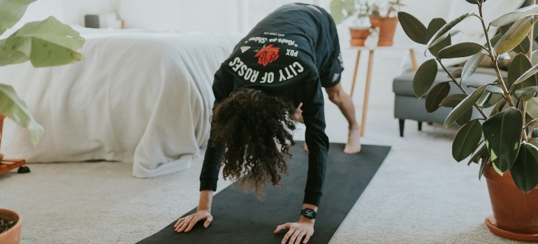 Person working out at home