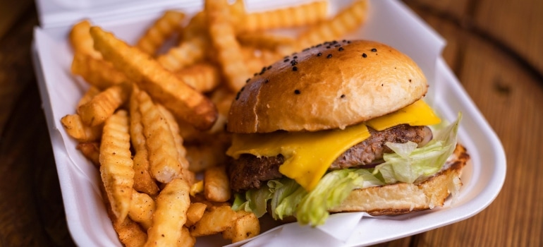 A plate of unhealthy fast food.