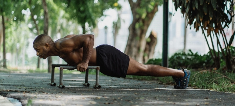 A person sweating while training.